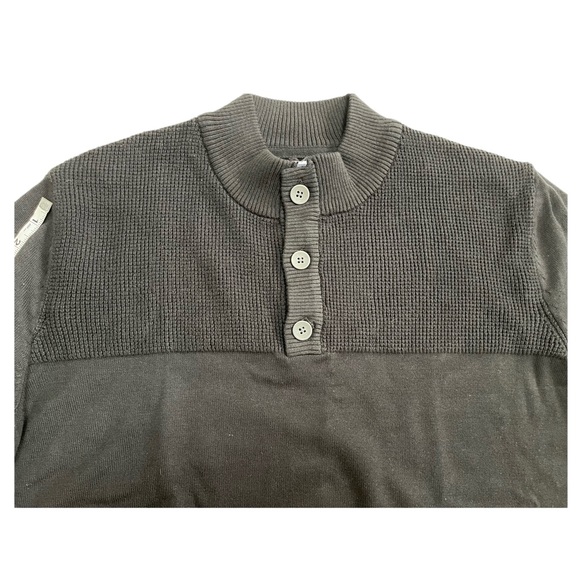 Club Room Mens Button Mock Neck Sweater Size L Deep Black - Picture 7 of 10
